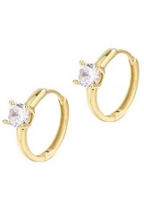 delightful yellow gold bezel set baby huggie earrings